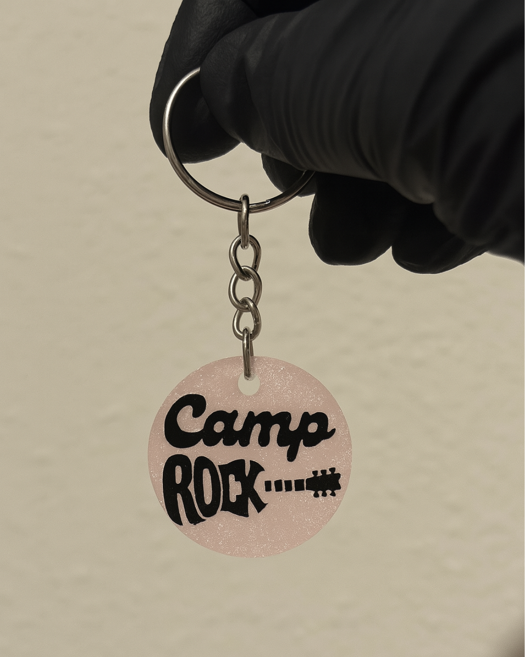 Camp Rock Resin Keychain with Guitar Charm 🎸✨