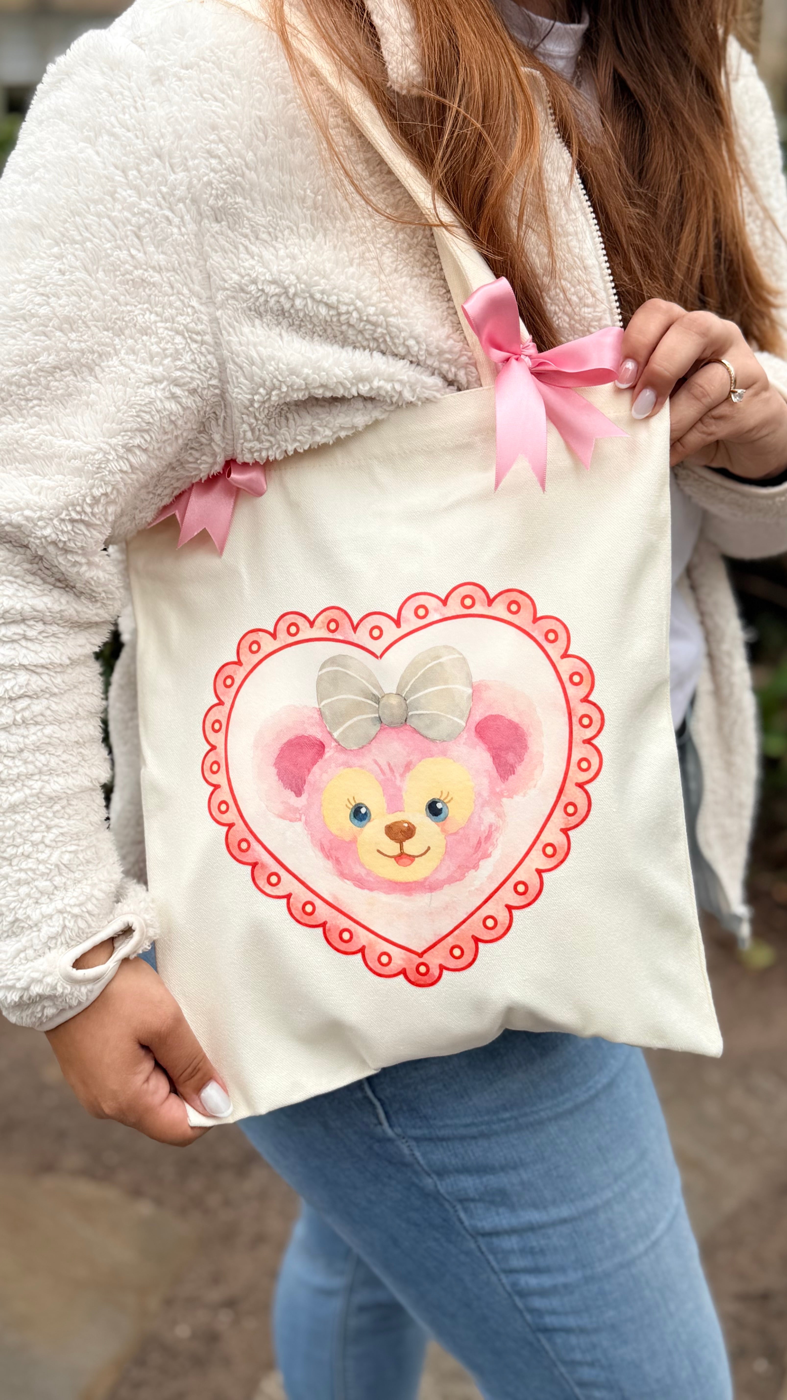 Sweetheart Bear Canvas Tote