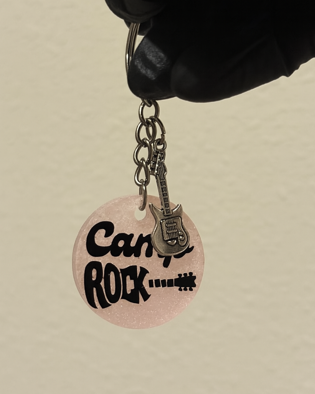 Camp Rock Resin Keychain with Guitar Charm 🎸✨