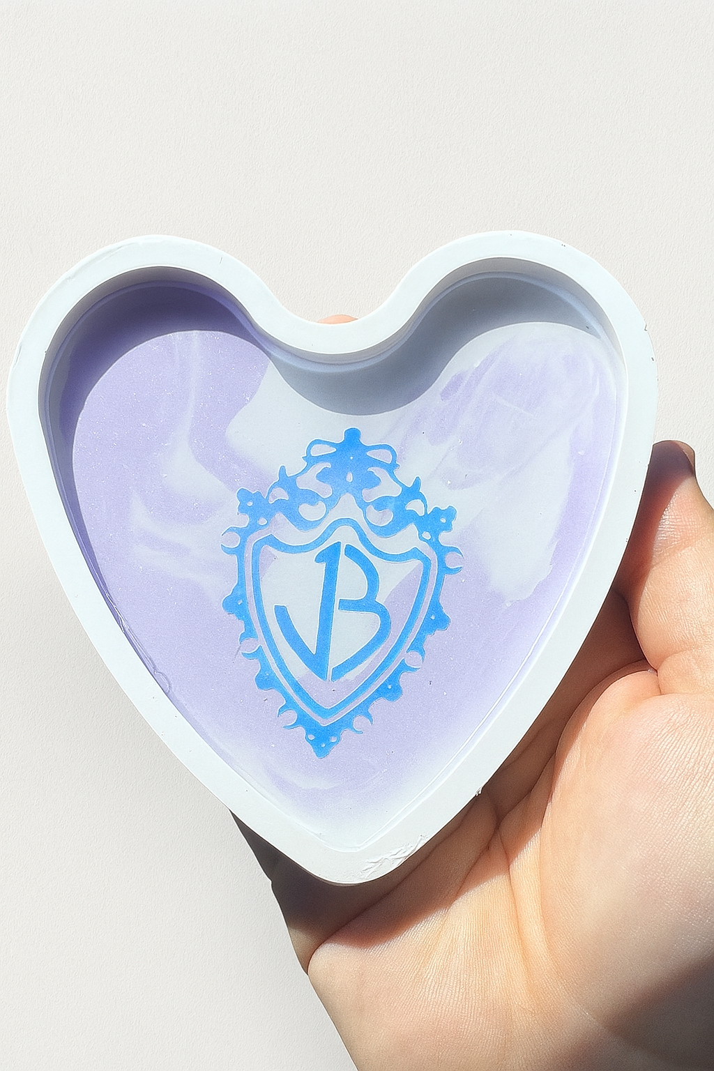 JB Logo Heart-Shaped Jewelry Tray 🩵